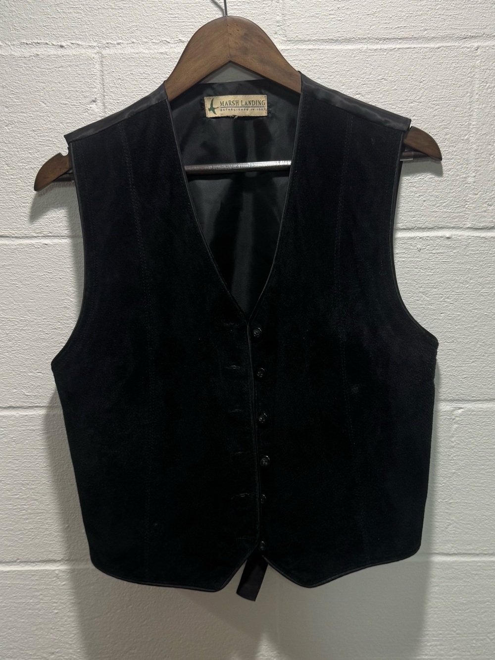 Marsh Landing Black Suede Button Front Vest Vintage Style